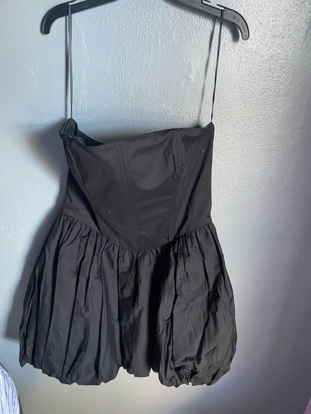 Fashion Nova Black Strapless Bubble Hem Dress
